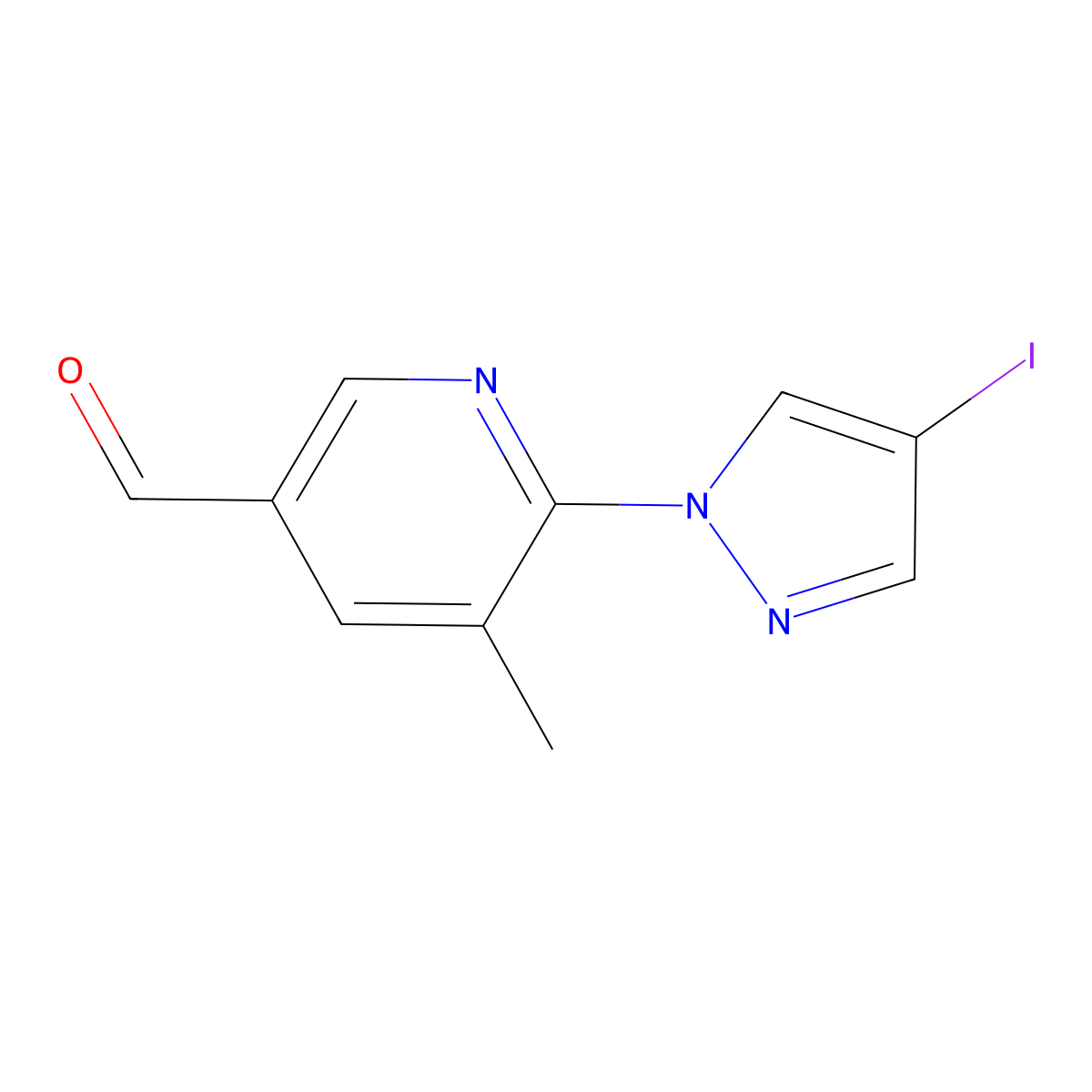 6-(4-Iodo-1H-pyrazol-1-YL)-5-methylpyridine-3-carbaldehyde molecular structure, CAS 1528916-18-8