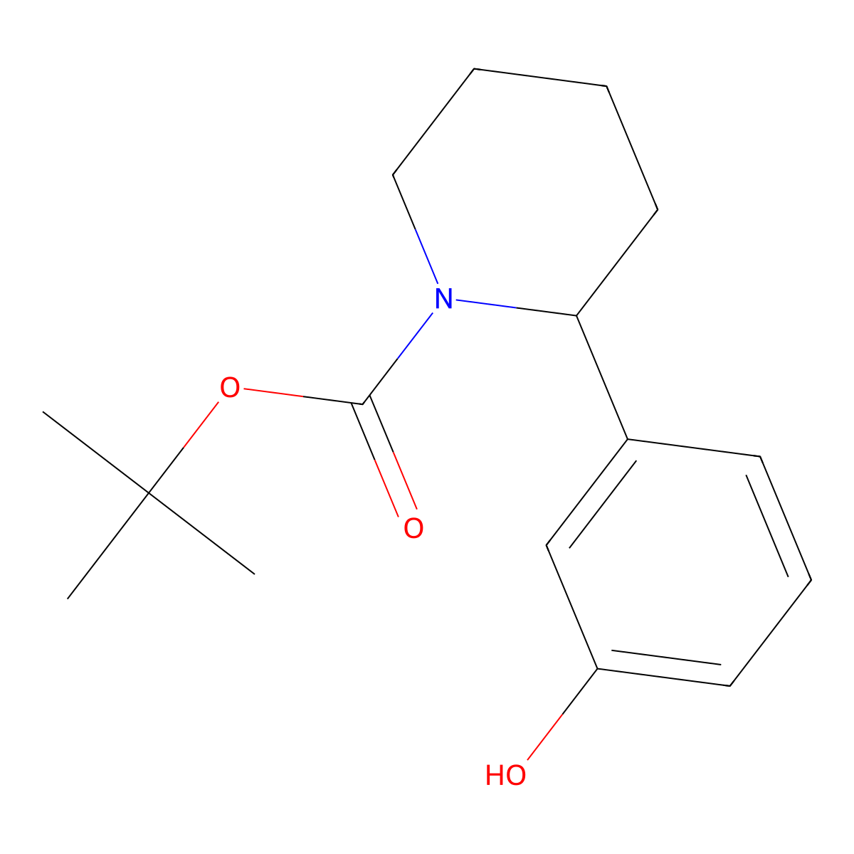 Tert-butyl 2-(3-hydroxyphenyl)piperidine-1-carboxylate molecular structure, CAS 1528931-02-3