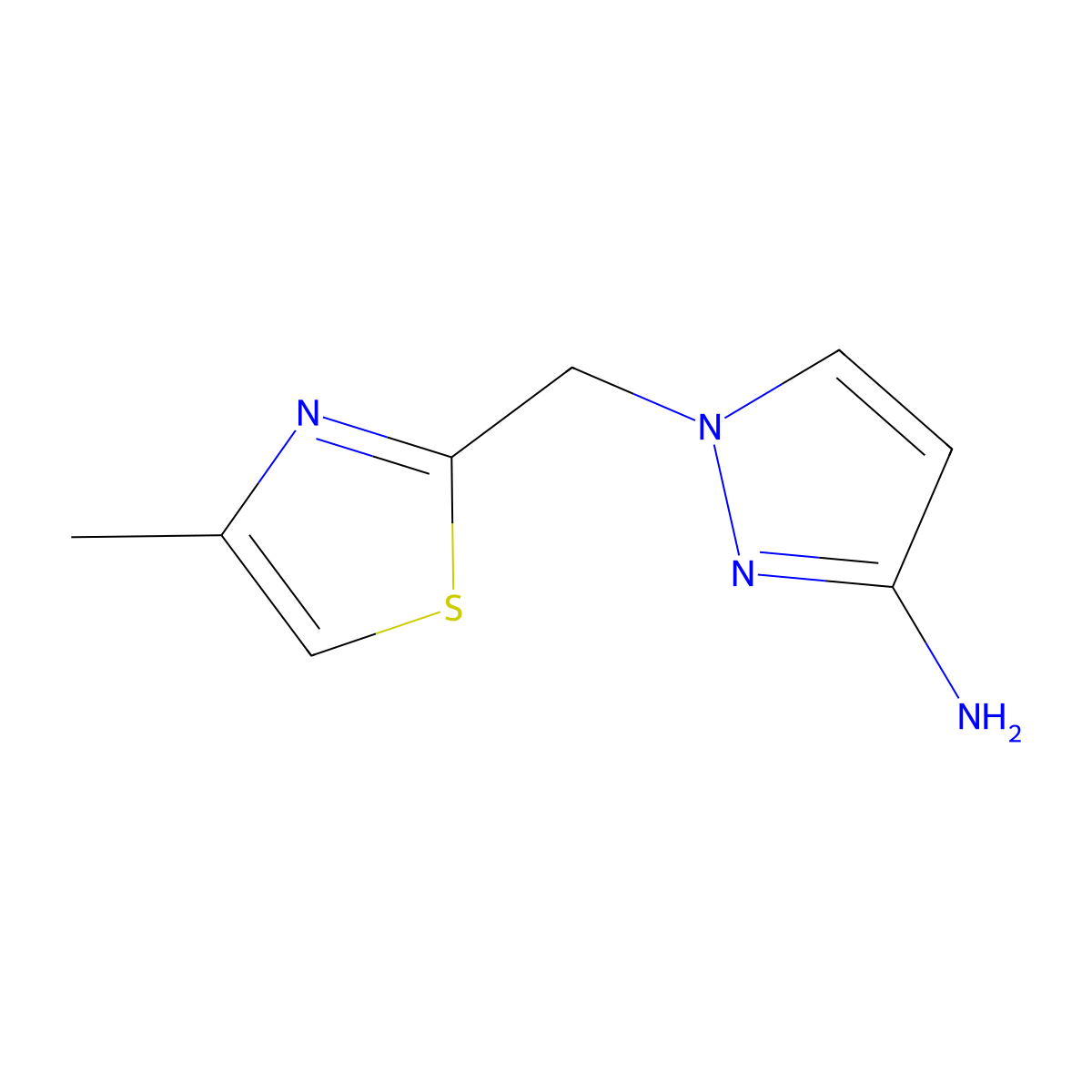 1-[(4-methyl-1,3-thiazol-2-yl)methyl]-1H-pyrazol-3-amine molecular structure, CAS 1528937-57-6
