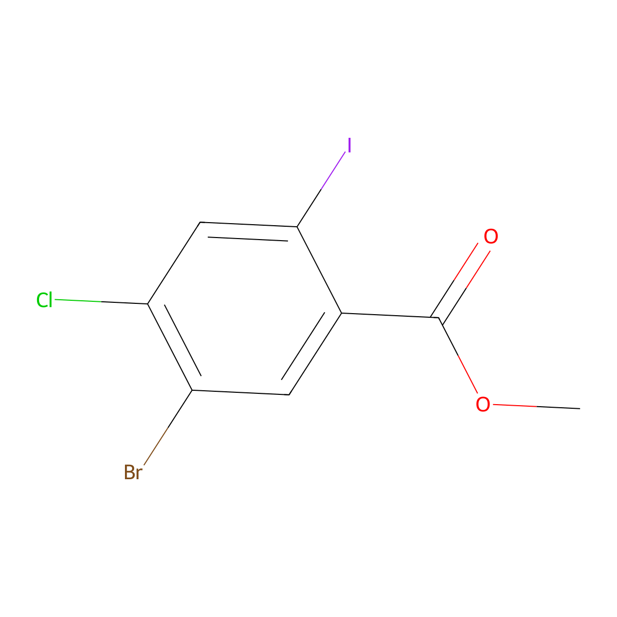 Methyl 5-bromo-4-chloro-2-iodobenzoate molecular structure, CAS 1528948-34-6