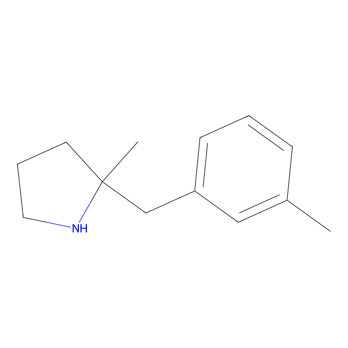 2-Methyl-2-[(3-methylphenyl)methyl]pyrrolidine molecular structure, CAS 1528978-78-0