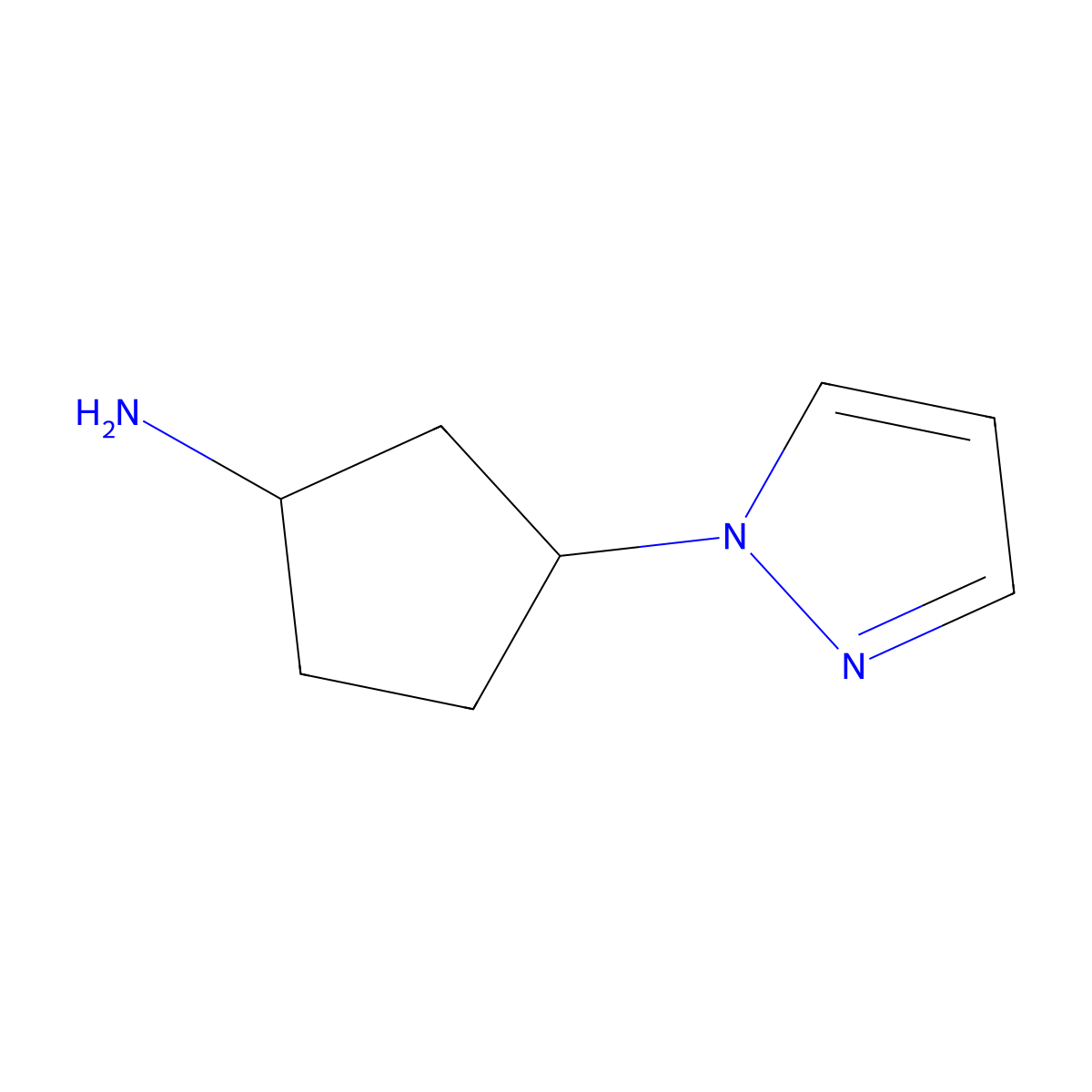 3-(1H-pyrazol-1-yl)cyclopentan-1-amine molecular structure, CAS 1529003-91-5
