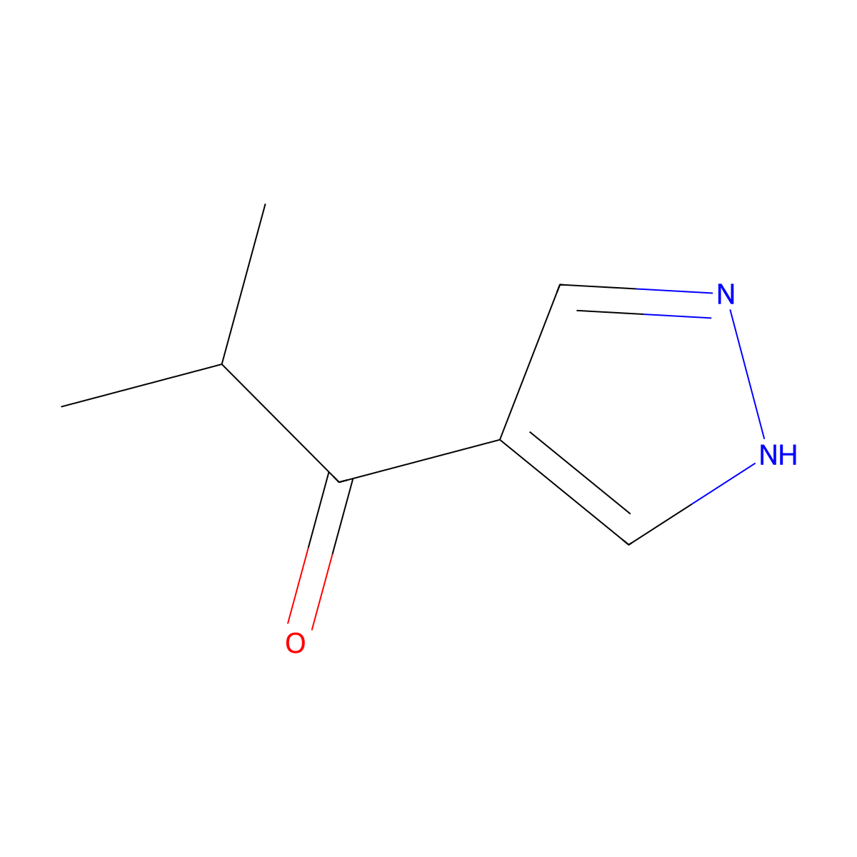 2-methyl-1-(1H-pyrazol-4-yl)propan-1-one molecular structure, CAS 1529028-39-4