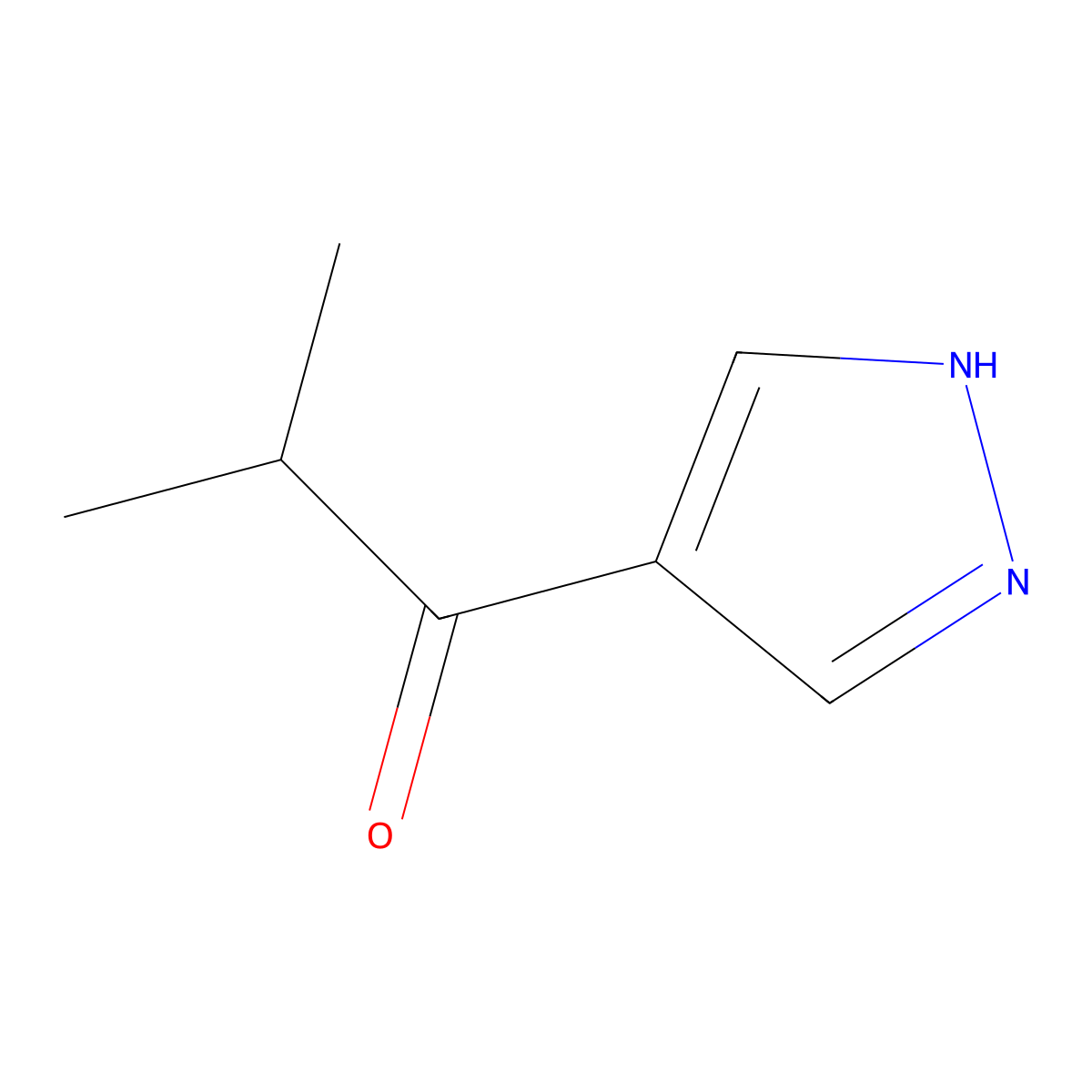 2-methyl-1-(1H-pyrazol-4-yl)propan-1-one molecular structure, CAS 1529028-39-4