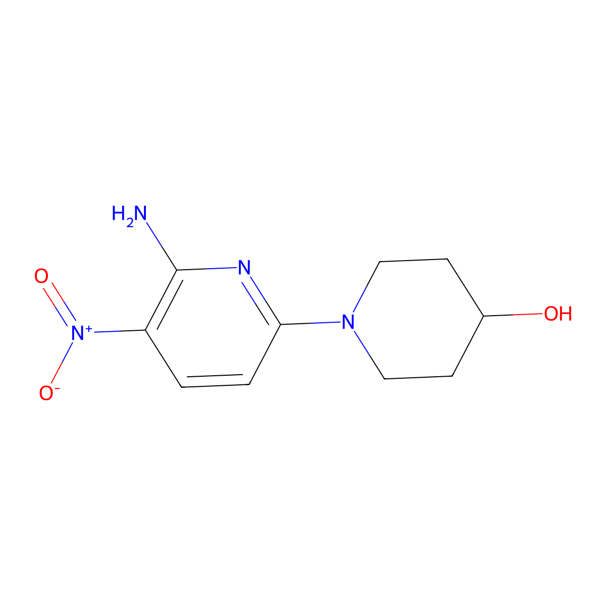 1-(6-Amino-5-nitropyridin-2-yl)piperidin-4-ol molecular structure, CAS 1529051-80-6