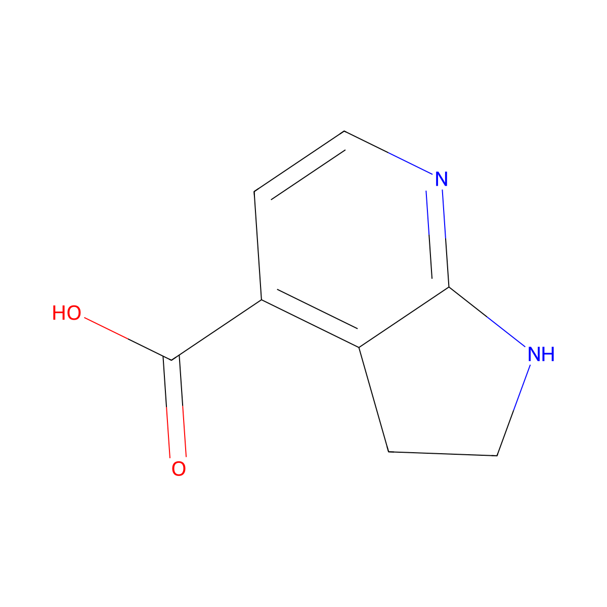 1H,2H,3H-pyrrolo[2,3-b]pyridine-4-carboxylic acid molecular structure, CAS 1529055-75-1