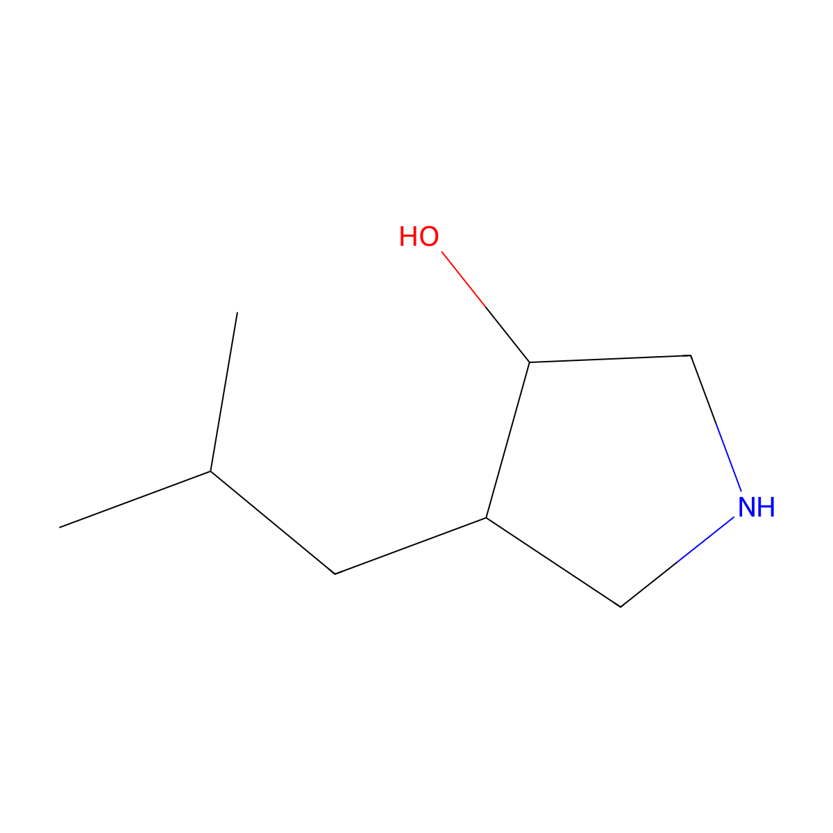 4-(2-Methylpropyl)pyrrolidin-3-OL molecular structure, CAS 1529064-72-9