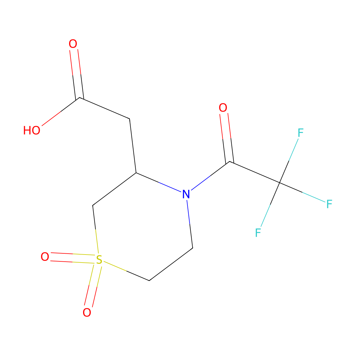 2-[1,1-Dioxo-4-(trifluoroacetyl)-1lambda6-thiomorpholin-3-yl]acetic acid molecular structure, CAS 1529094-32-3