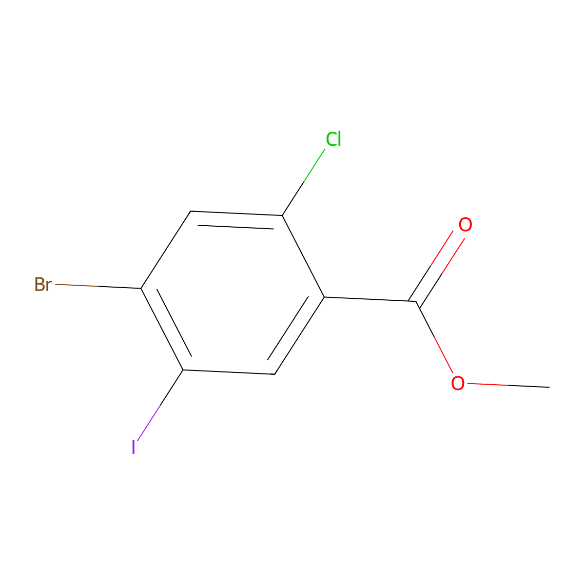Methyl 4-bromo-2-chloro-5-iodobenzoate molecular structure, CAS 1529124-65-9