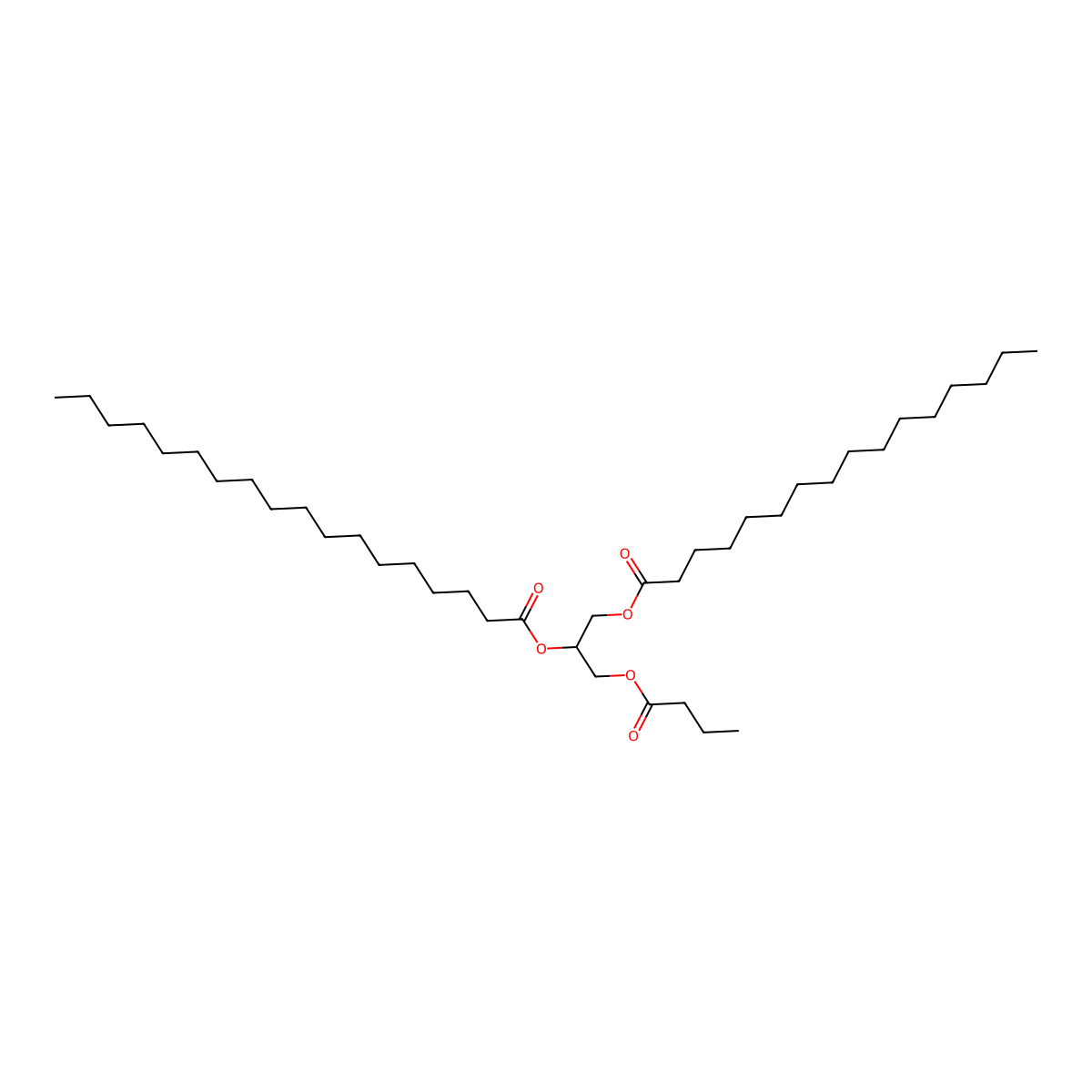 Octadecanoic acid, 1-[(1-oxobutoxy)methyl]-2-[(1-oxohexadecyl)oxy]ethyl ester molecular structure, CAS 152914-63-1