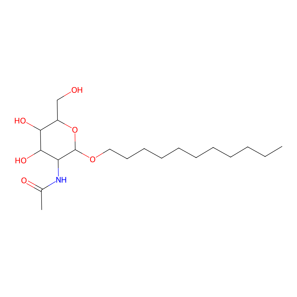 Undecyl2-acetamido-2-deoxy-B-D-glucopyranoside molecular structure, CAS 152914-68-6