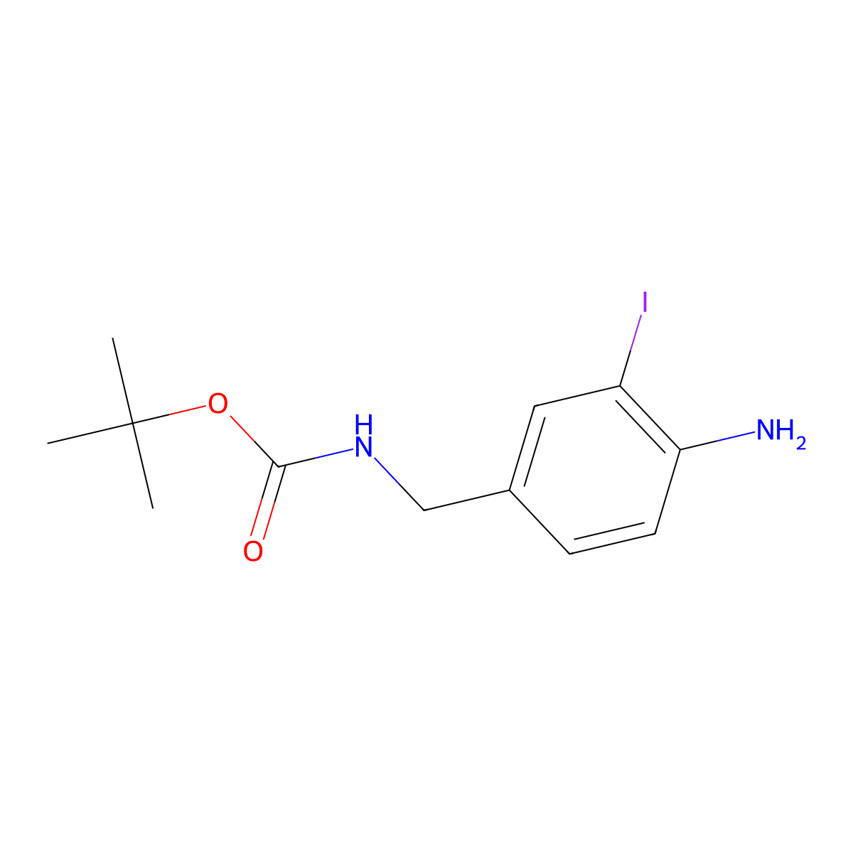 tert-Butyl 4-amino-3-iodobenzylcarbamate molecular structure, CAS 152918-49-5