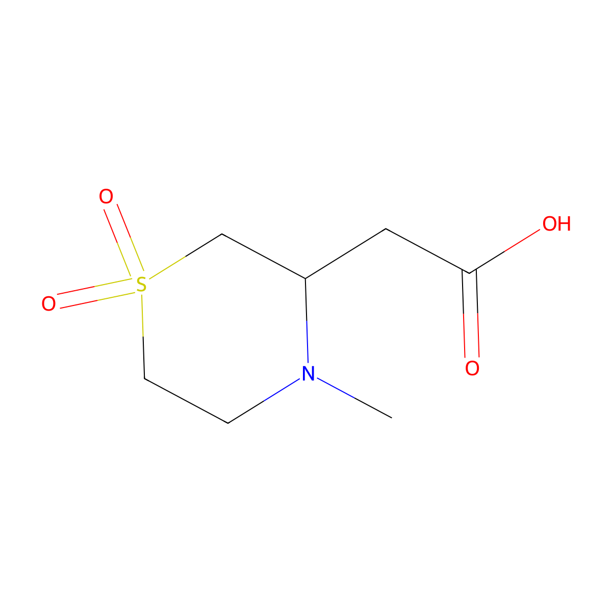 2-(4-Methyl-1,1-dioxo-1lambda6-thiomorpholin-3-yl)acetic acid molecular structure, CAS 1529180-52-6