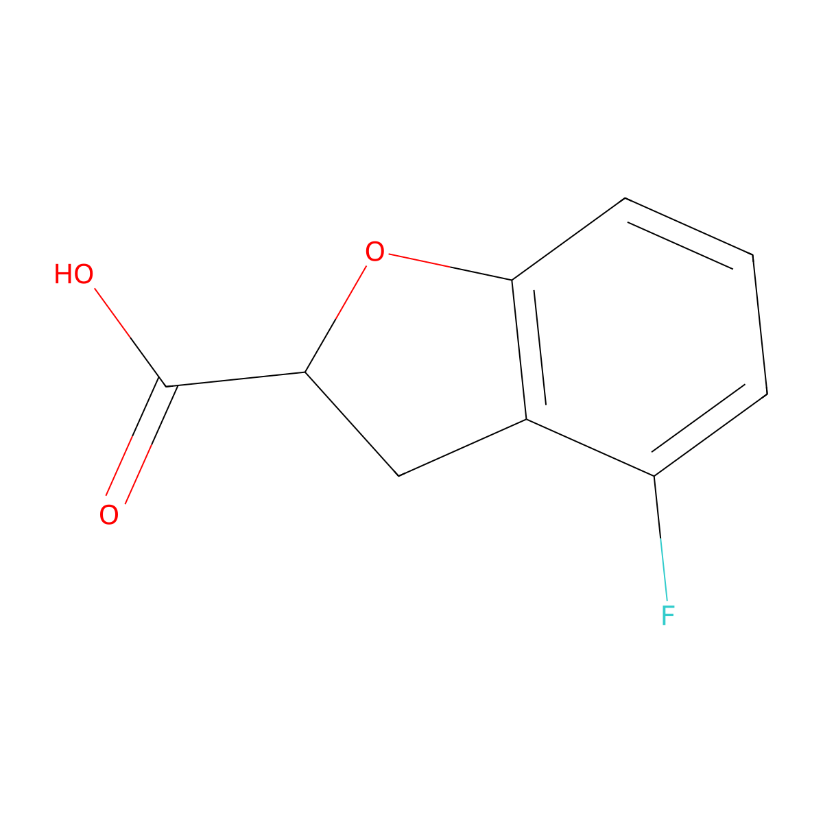 4-Fluoro-2,3-dihydro-1-benzofuran-2-carboxylic acid molecular structure, CAS 1529202-29-6