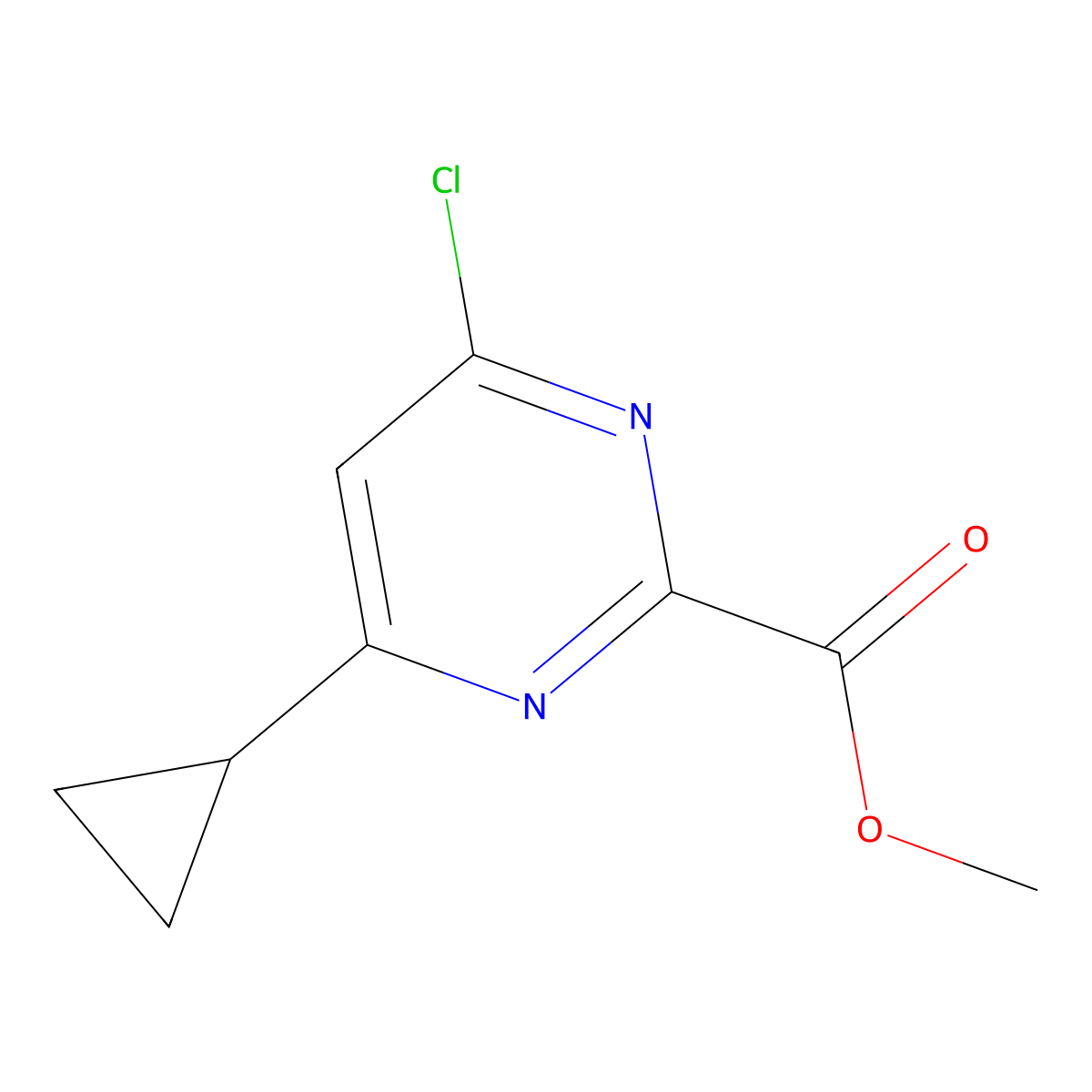 Methyl 4-chloro-6-cyclopropylpyrimidine-2-carboxylate molecular structure, CAS 1529210-56-7