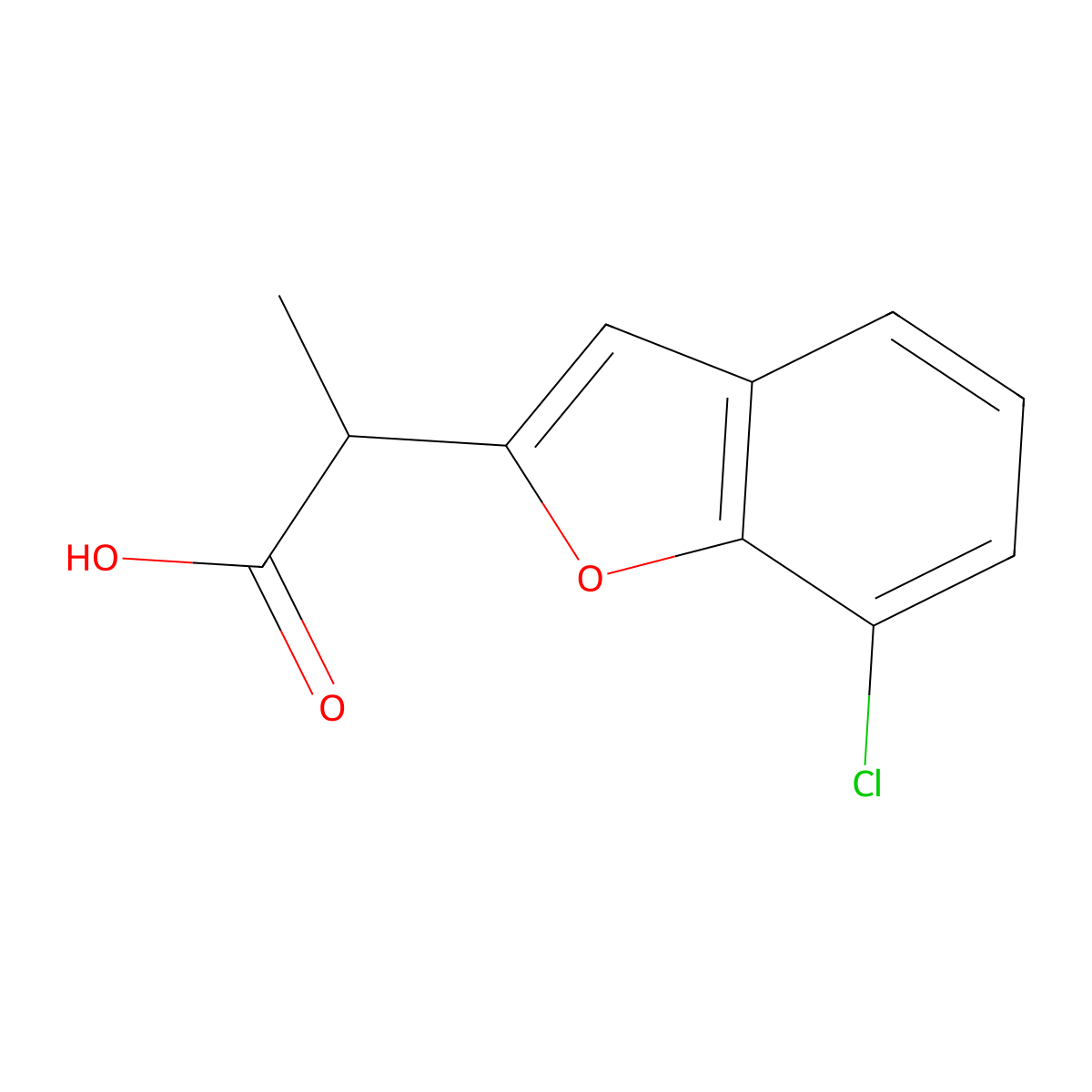 2-(7-Chloro-1-benzofuran-2-yl)propanoic acid molecular structure, CAS 1529258-62-5