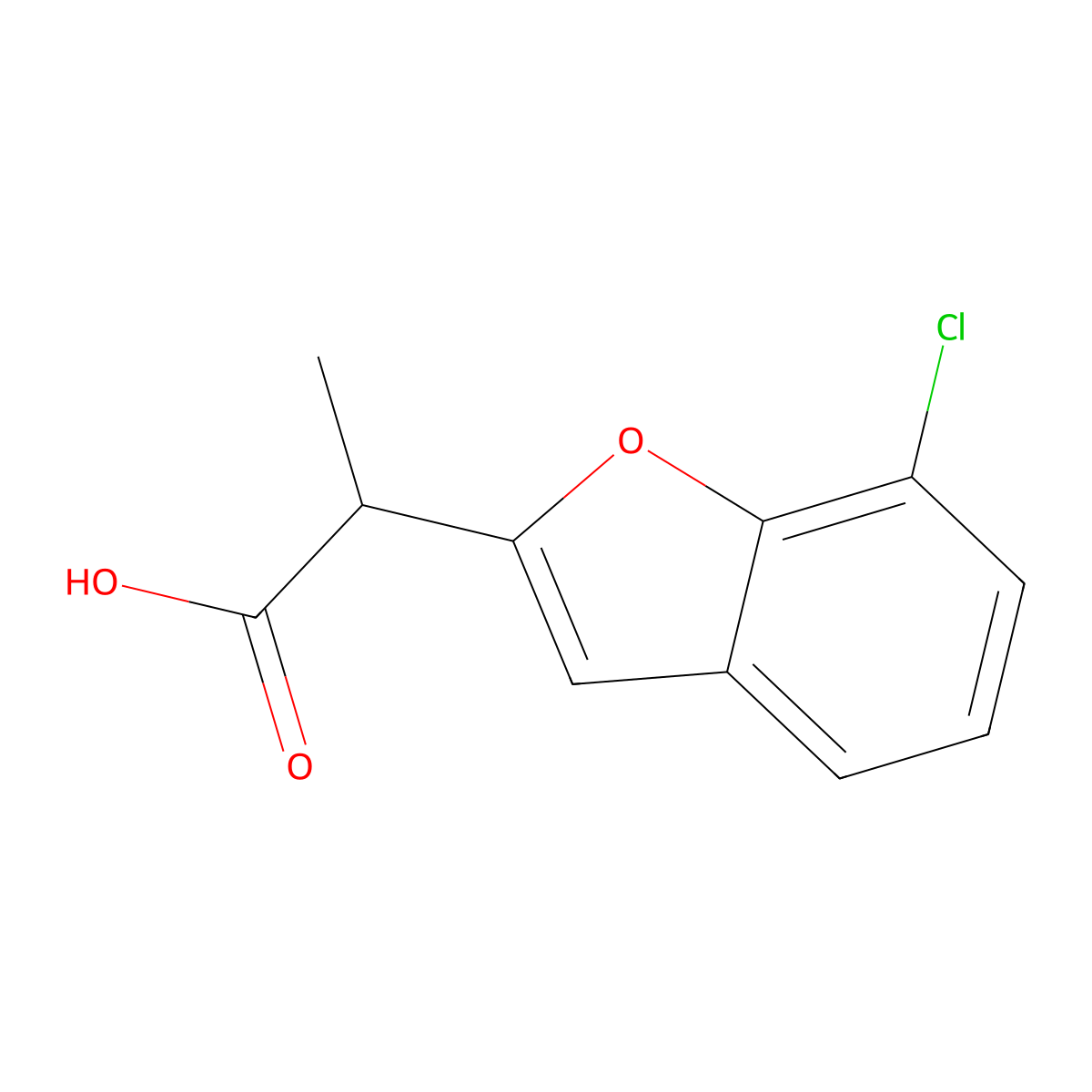 2-(7-Chloro-1-benzofuran-2-yl)propanoic acid molecular structure, CAS 1529258-62-5