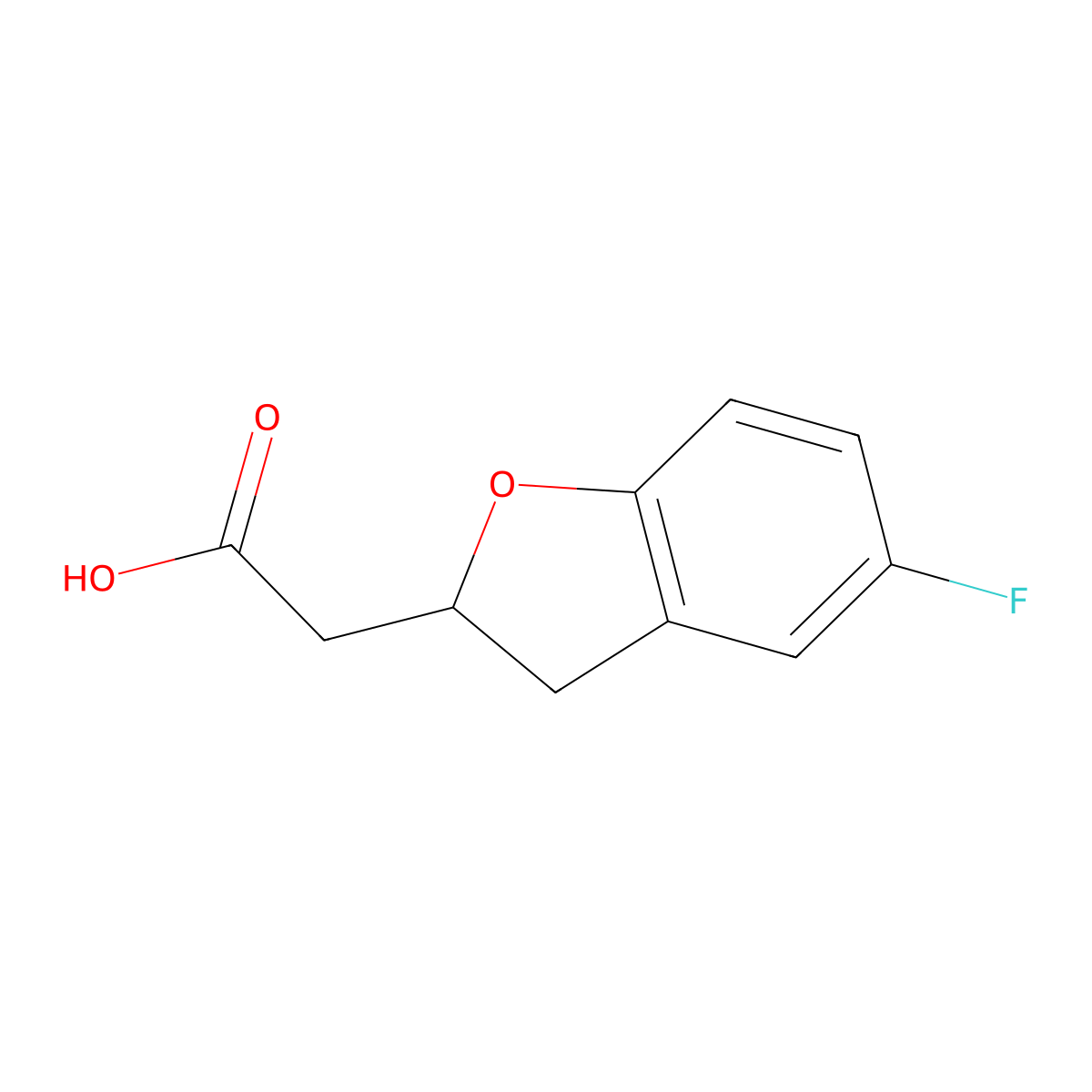 2-(5-Fluoro-2,3-dihydro-1-benzofuran-2-yl)acetic acid molecular structure, CAS 1529280-40-7