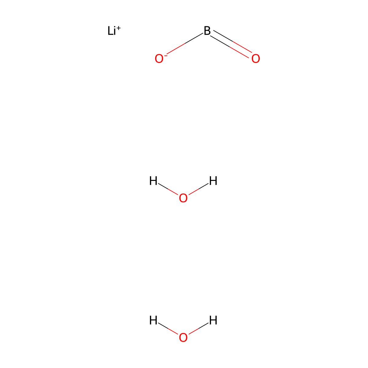 Lithium metaborate dihydrate molecular structure, CAS 15293-74-0