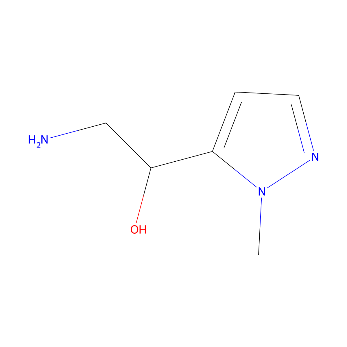2-amino-1-(1-methyl-1H-pyrazol-5-yl)ethan-1-ol molecular structure, CAS 1529314-51-9