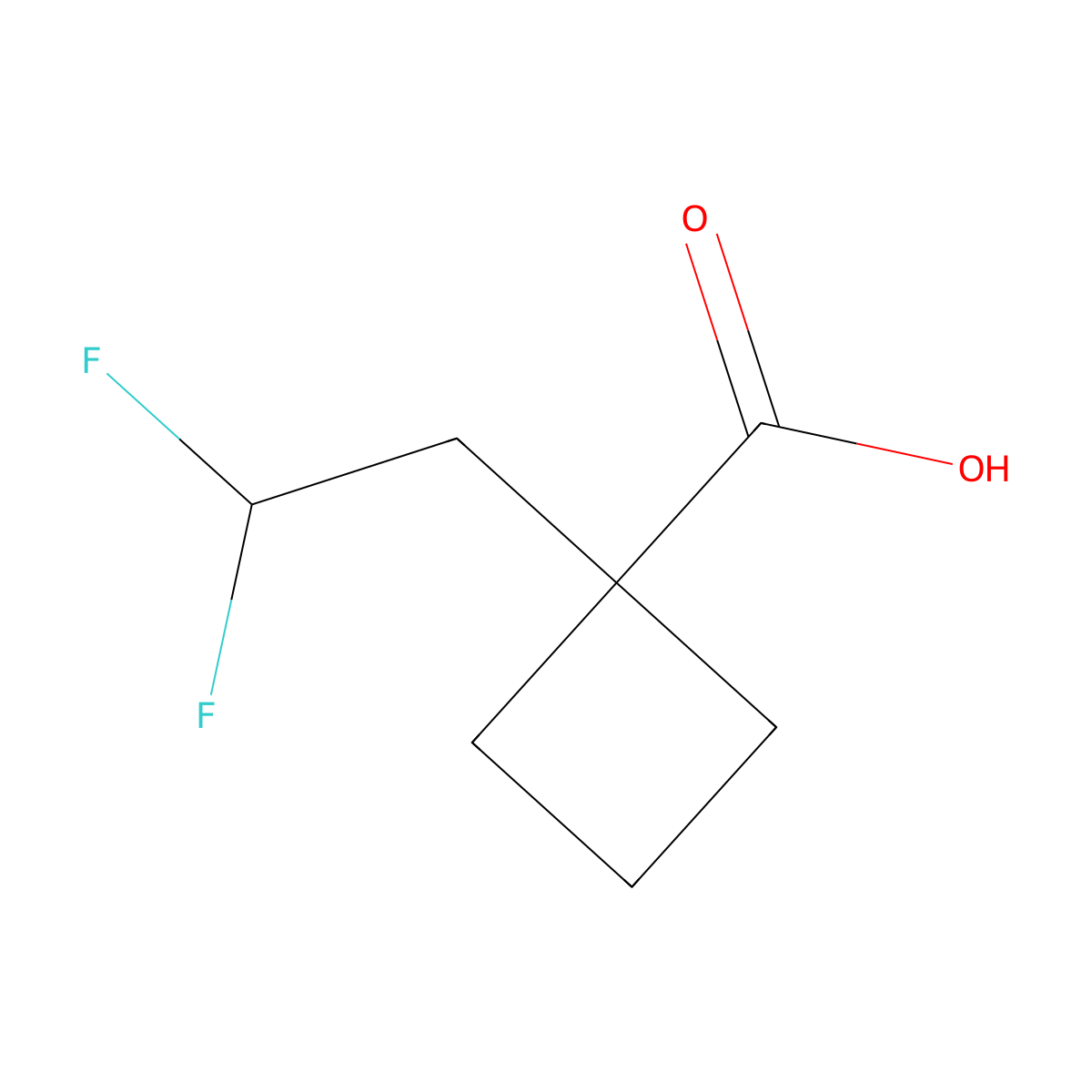 1-(2,2-Difluoroethyl)cyclobutane-1-carboxylic acid molecular structure, CAS 1529329-33-6