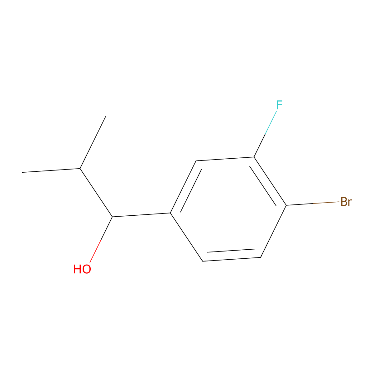 1-(4-Bromo-3-fluorophenyl)-2-methylpropan-1-ol molecular structure, CAS 1529338-70-2