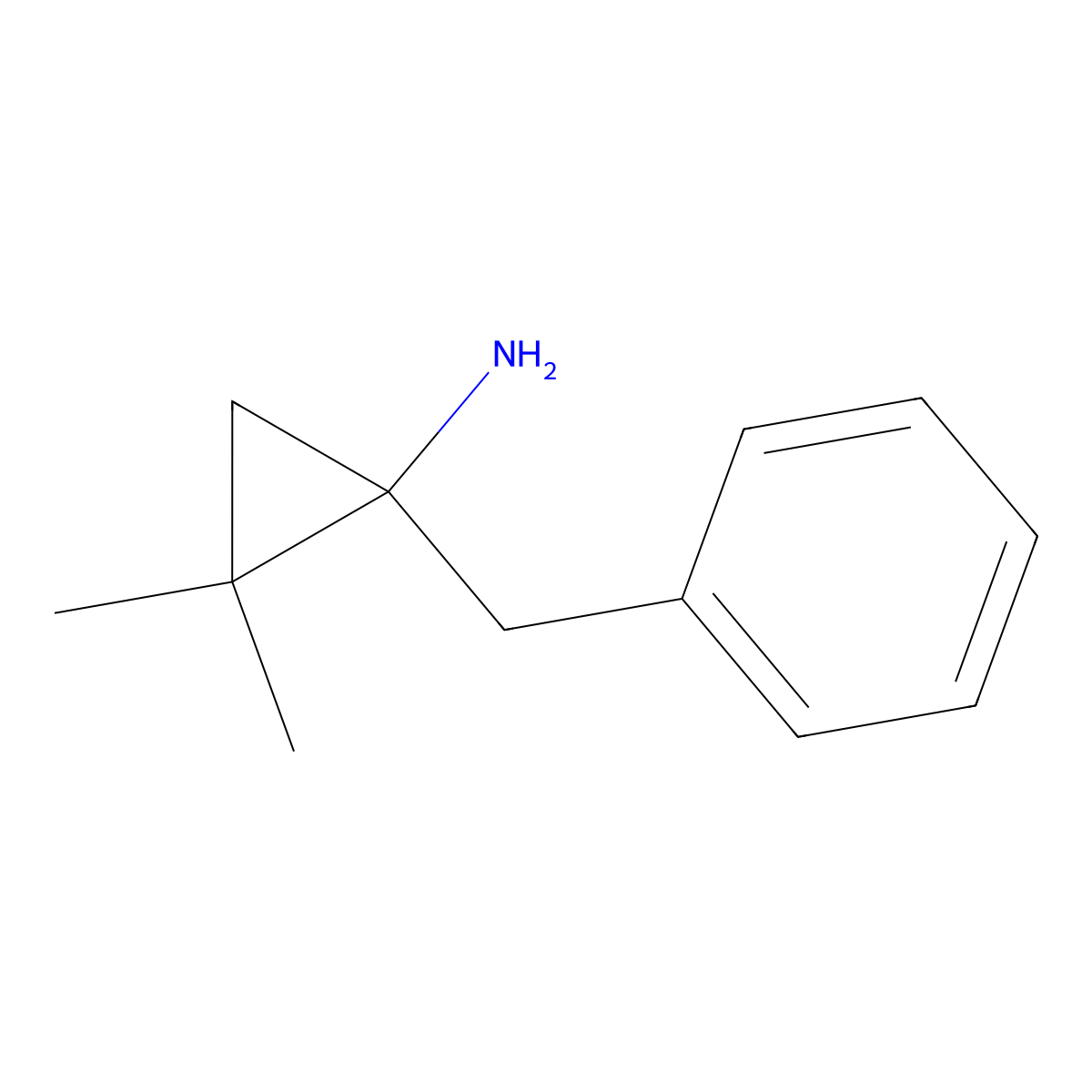 1-Benzyl-2,2-dimethylcyclopropan-1-amine molecular structure, CAS 1529343-58-5