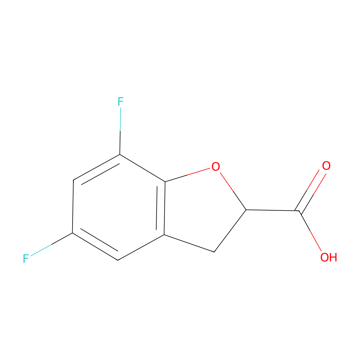 5,7-Difluoro-2,3-dihydro-1-benzofuran-2-carboxylic acid molecular structure, CAS 1529347-11-2