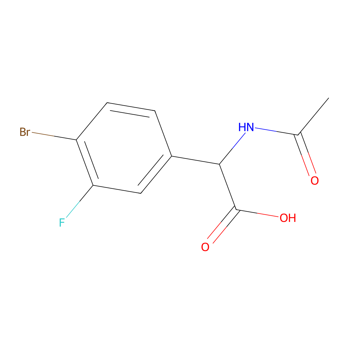 2-(4-Bromo-3-fluorophenyl)-2-acetamidoacetic acid molecular structure, CAS 1529348-22-8