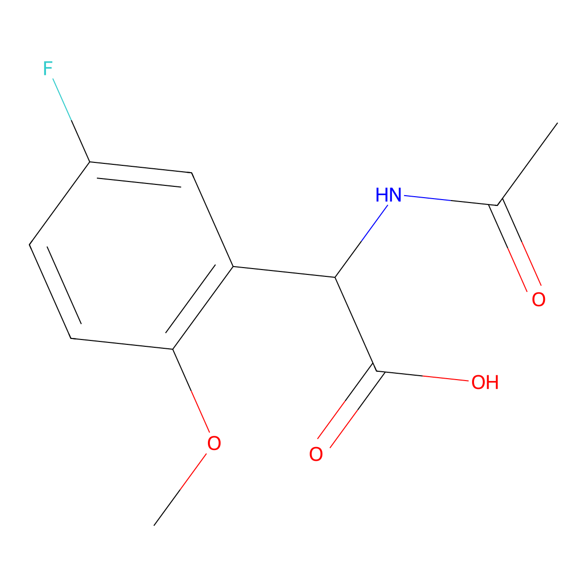 2-Acetamido-2-(5-fluoro-2-methoxyphenyl)acetic acid molecular structure, CAS 1529392-59-3