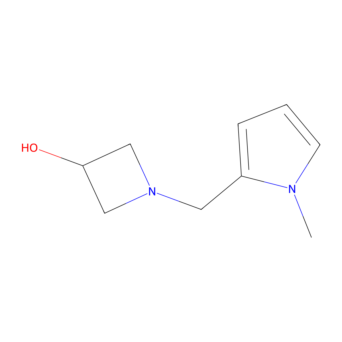 1-((1-methyl-1H-pyrrol-2-yl)methyl)azetidin-3-ol molecular structure, CAS 1529398-86-4