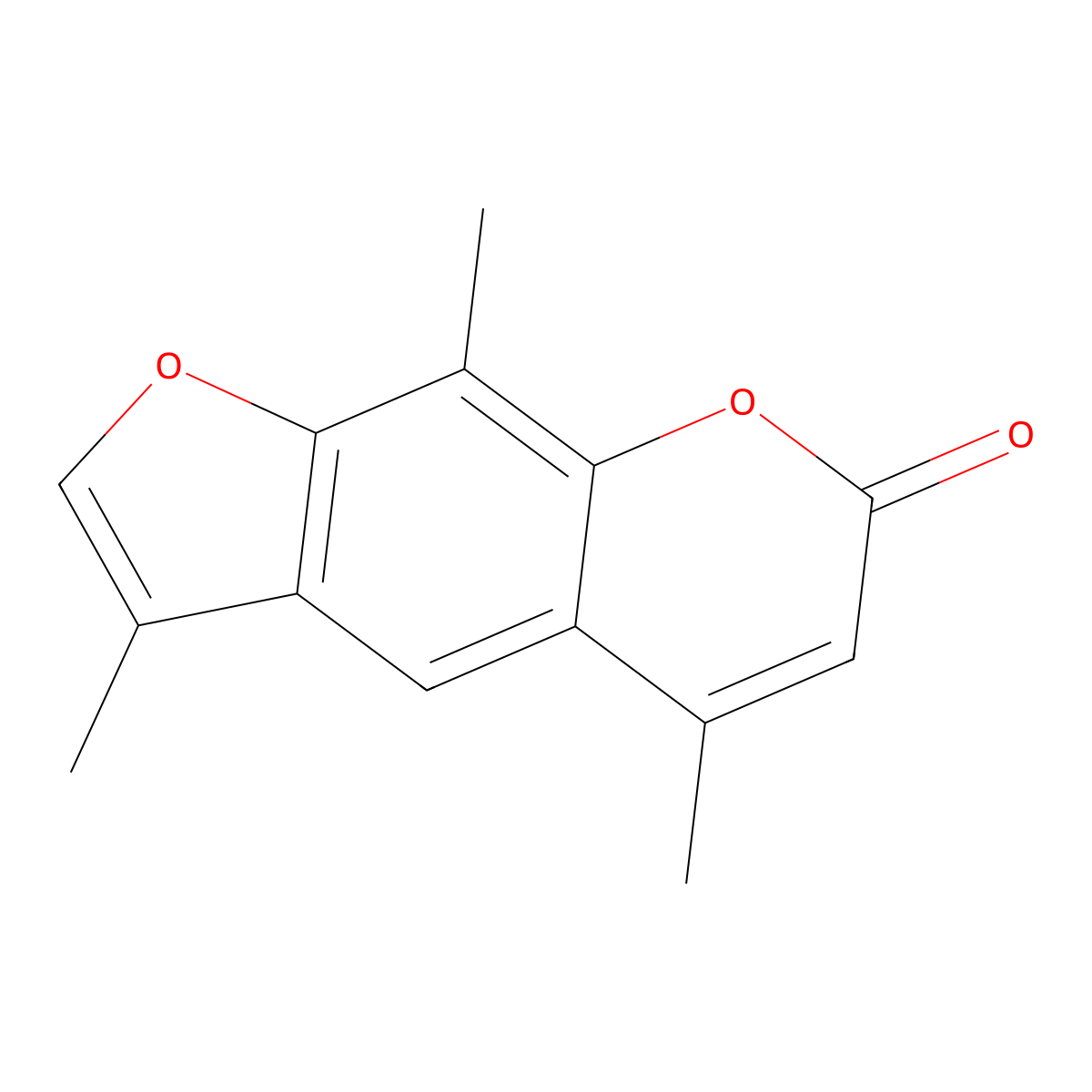 7H-Furo(3,2-g)(1)benzopyran-7-one, 3,5,9-trimethyl- molecular structure, CAS 15294-25-4