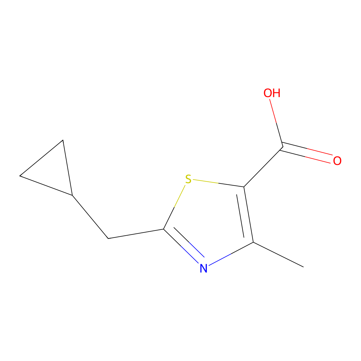 2-(Cyclopropylmethyl)-4-methyl-1,3-thiazole-5-carboxylic acid molecular structure, CAS 1529418-76-5