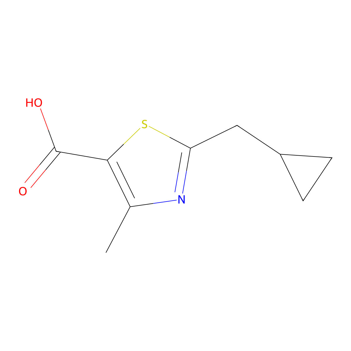 2-(Cyclopropylmethyl)-4-methyl-1,3-thiazole-5-carboxylic acid molecular structure, CAS 1529418-76-5