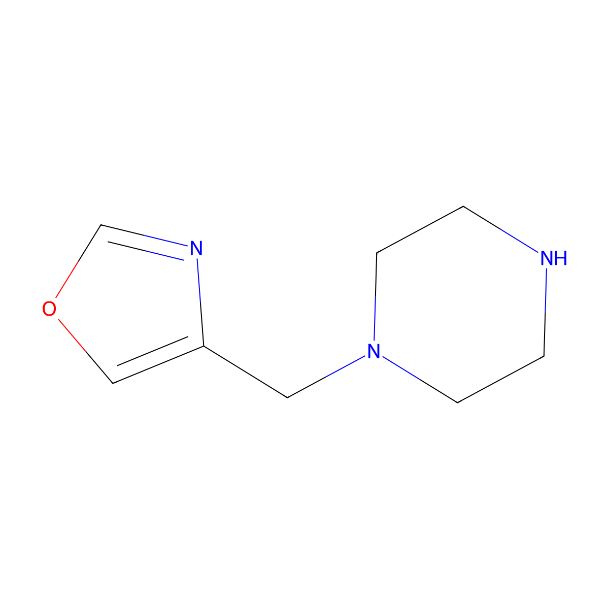 4-(Piperazin-1-ylmethyl)oxazole molecular structure, CAS 1529441-00-6