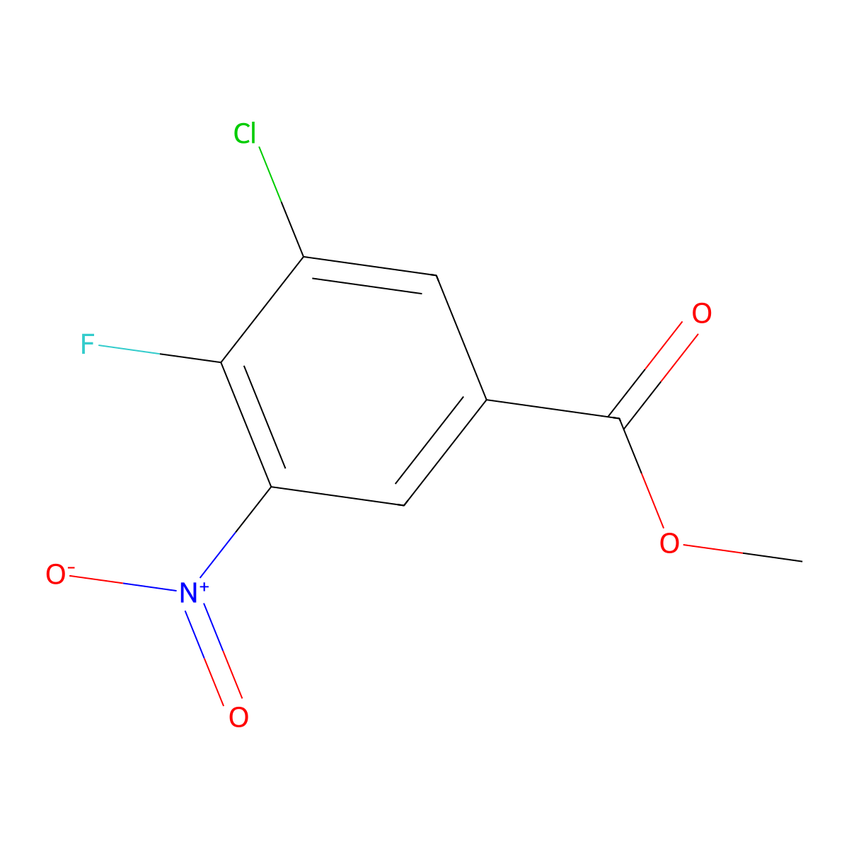 Methyl 3-chloro-4-fluoro-5-nitrobenzoate molecular structure, CAS 1529446-36-3