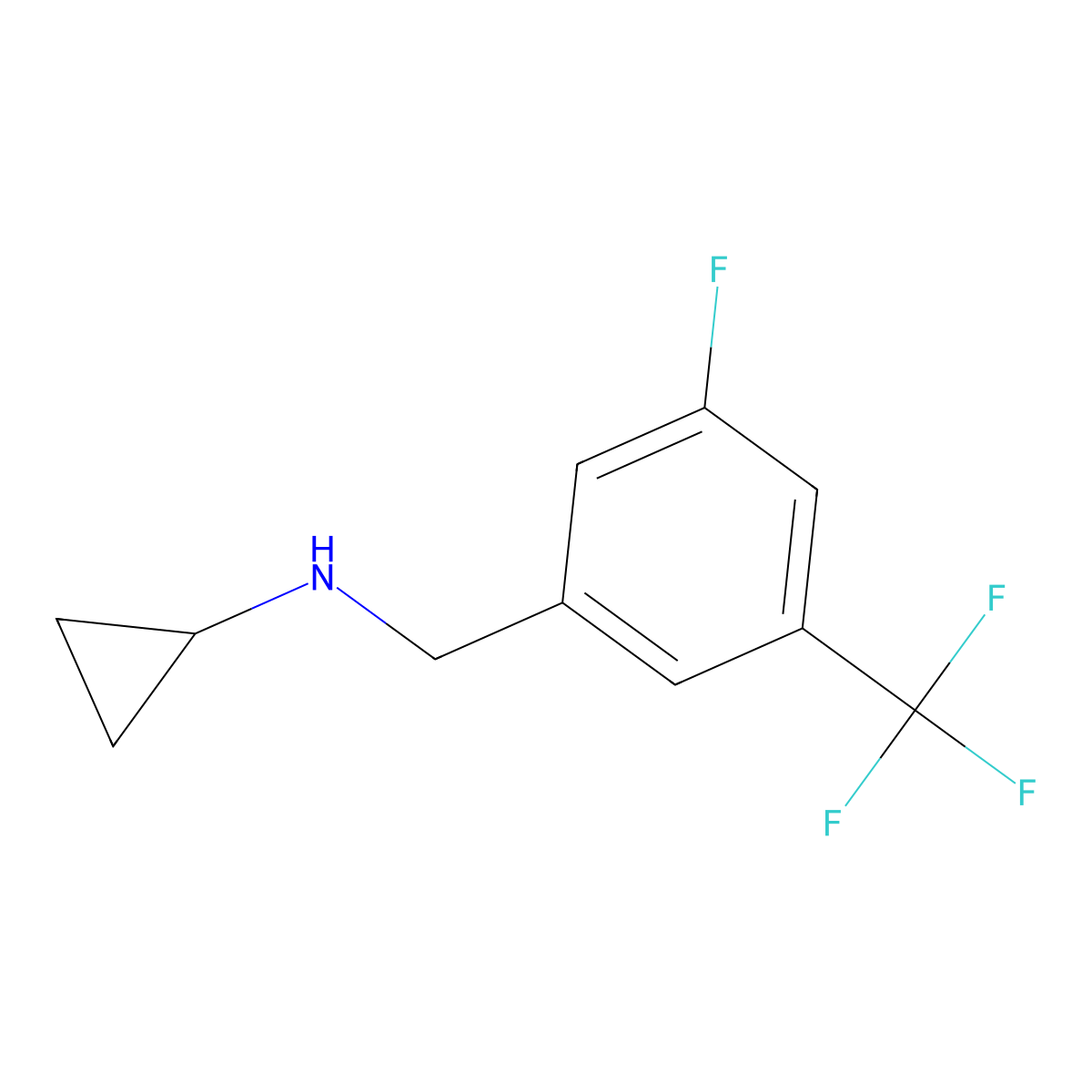 N-{[3-fluoro-5-(trifluoromethyl)phenyl]methyl}cyclopropanamine molecular structure, CAS 1529450-98-3