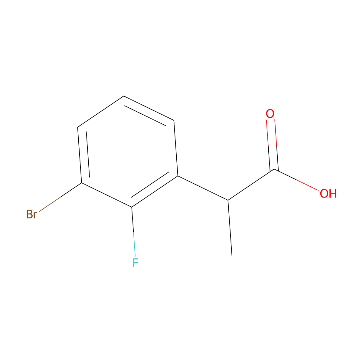 2-(3-Bromo-2-fluorophenyl)propanoic acid molecular structure, CAS 1529462-73-4