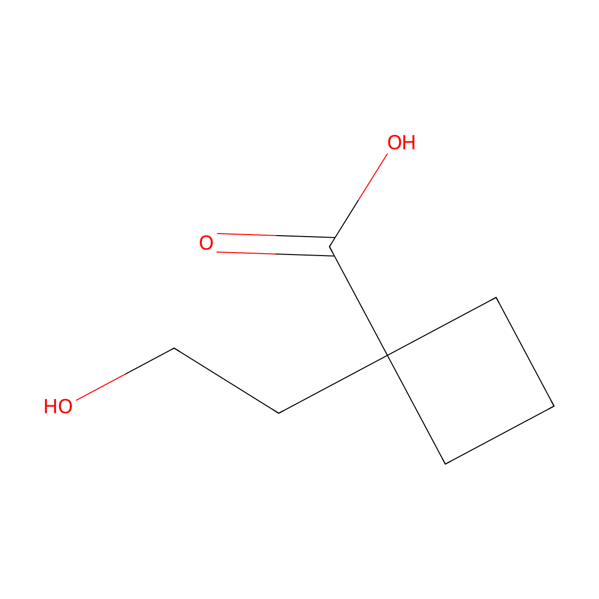 1-(2-Hydroxyethyl)cyclobutane-1-carboxylic acid molecular structure, CAS 1529499-86-2