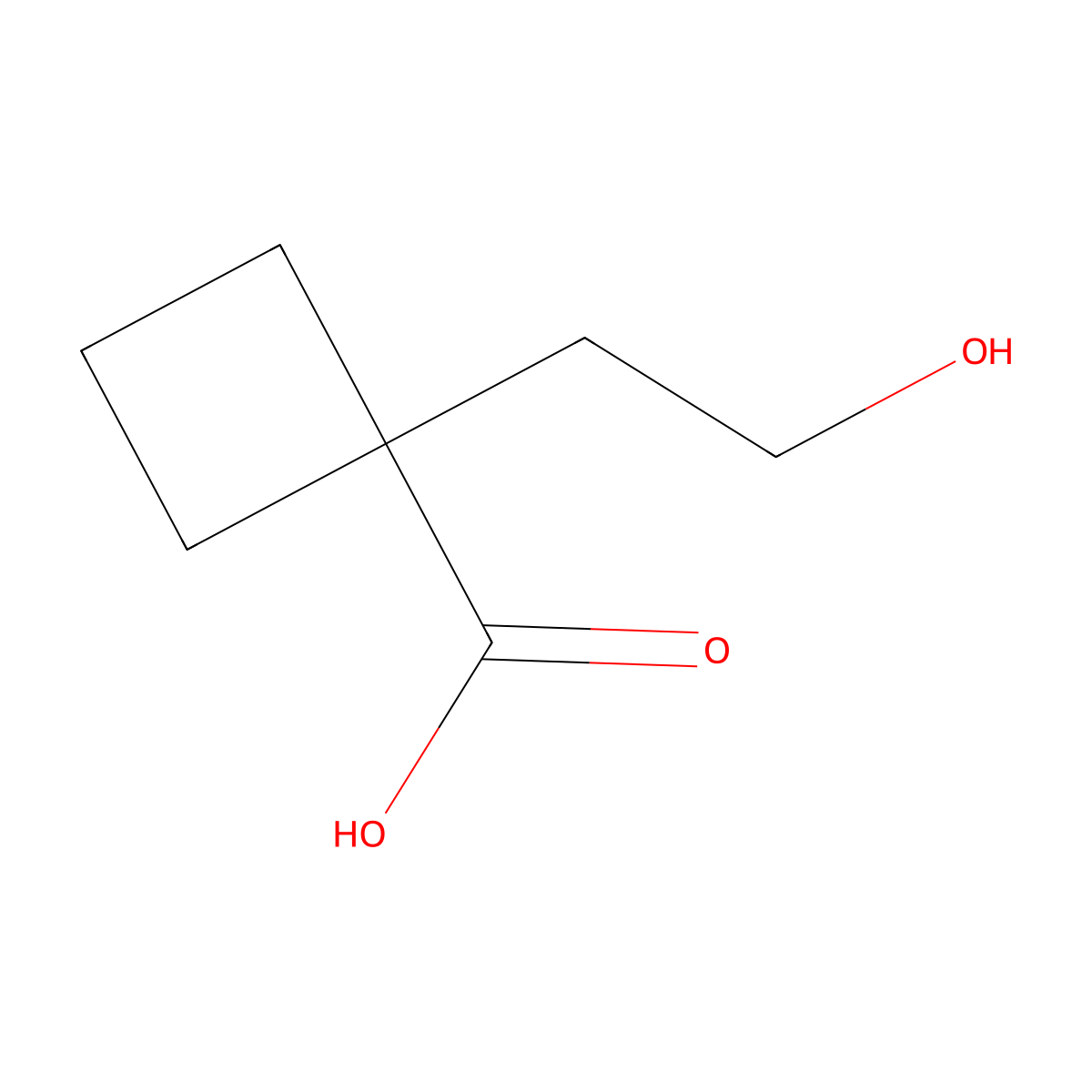 1-(2-Hydroxyethyl)cyclobutane-1-carboxylic acid molecular structure, CAS 1529499-86-2