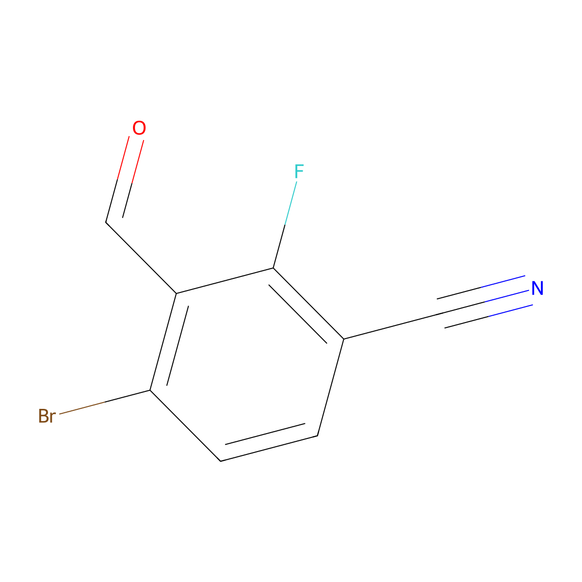 4-Bromo-2-fluoro-3-formylbenzonitrile molecular structure, CAS 1529523-16-7