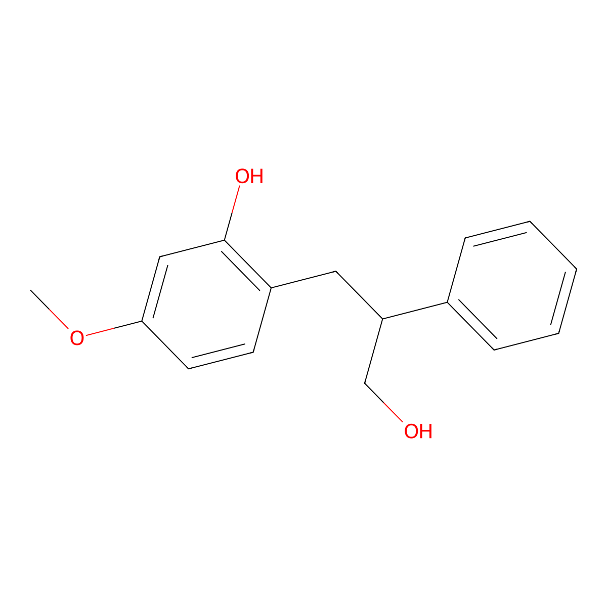 2-(3-Hydroxy-2-phenylpropyl)-5-methoxyphenol molecular structure, CAS 152955-28-7