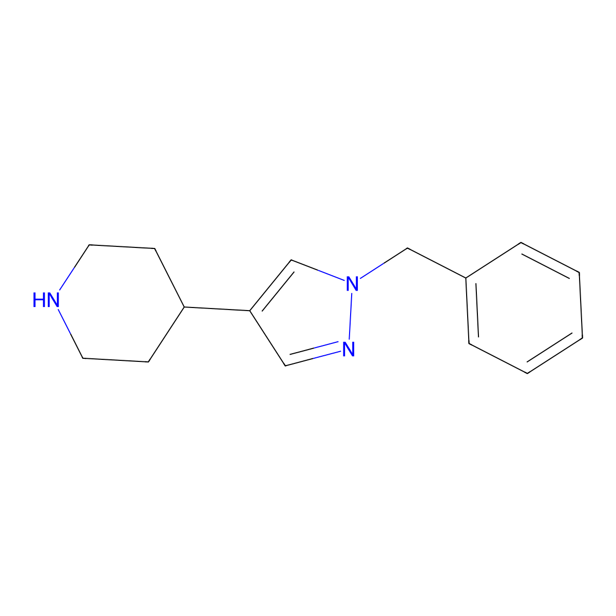 4-(1-benzyl-1H-pyrazol-4-yl)piperidine molecular structure, CAS 1529559-38-3