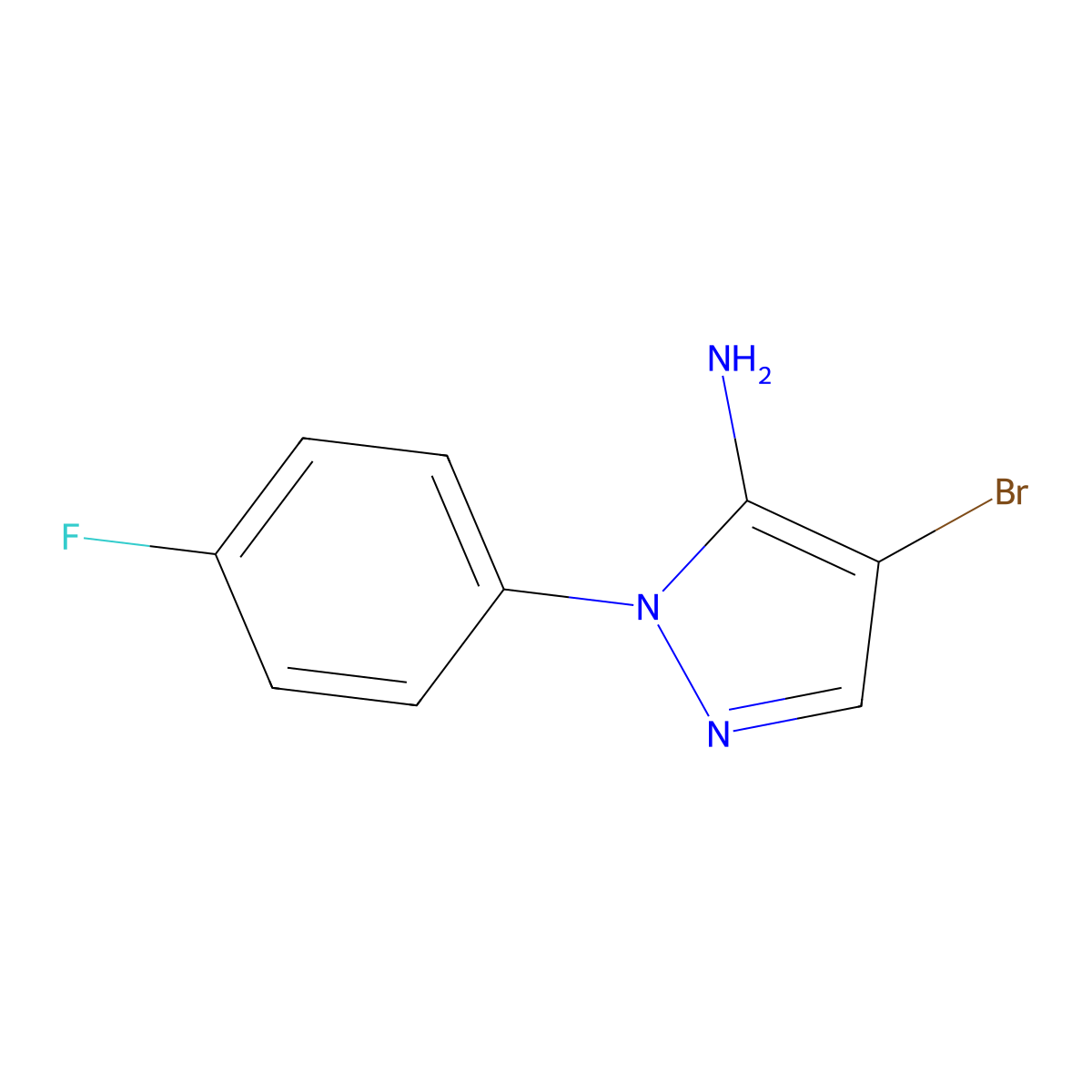 4-bromo-1-(4-fluorophenyl)-1H-pyrazol-5-amine molecular structure, CAS 1529602-50-3