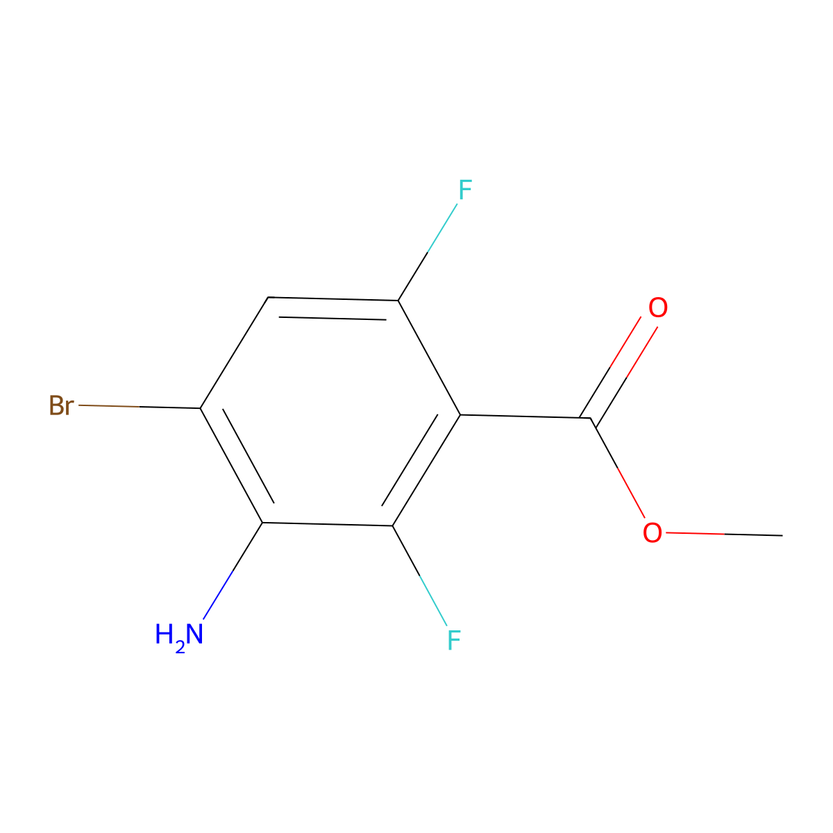 Methyl 3-amino-4-bromo-2,6-difluorobenzoate molecular structure, CAS 1529613-64-6