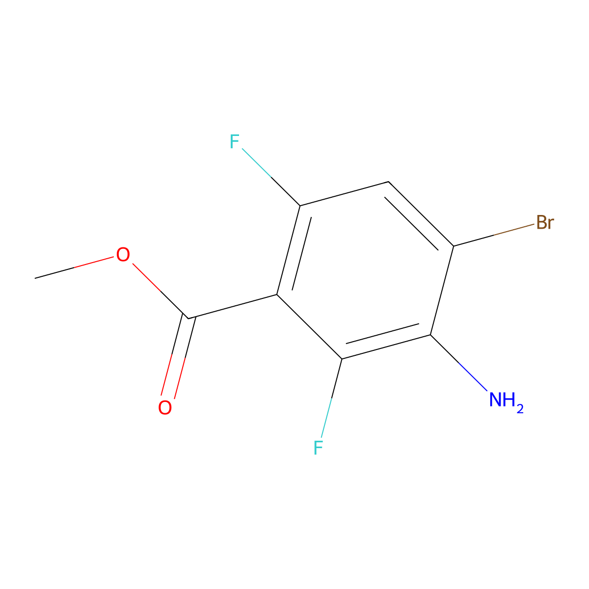 Methyl 3-amino-4-bromo-2,6-difluorobenzoate molecular structure, CAS 1529613-64-6
