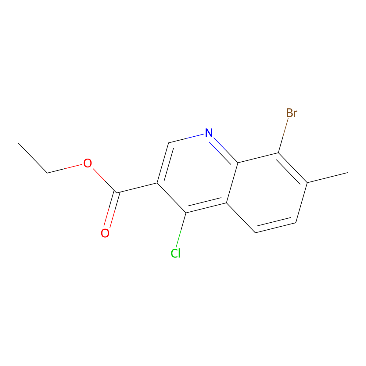 Ethyl 8-bromo-4-chloro-7-methylquinoline-3-carboxylate molecular structure, CAS 1529627-57-3