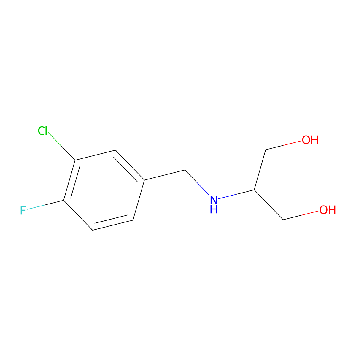 2-{[(3-Chloro-4-fluorophenyl)methyl]amino}propane-1,3-diol molecular structure, CAS 1529640-57-0