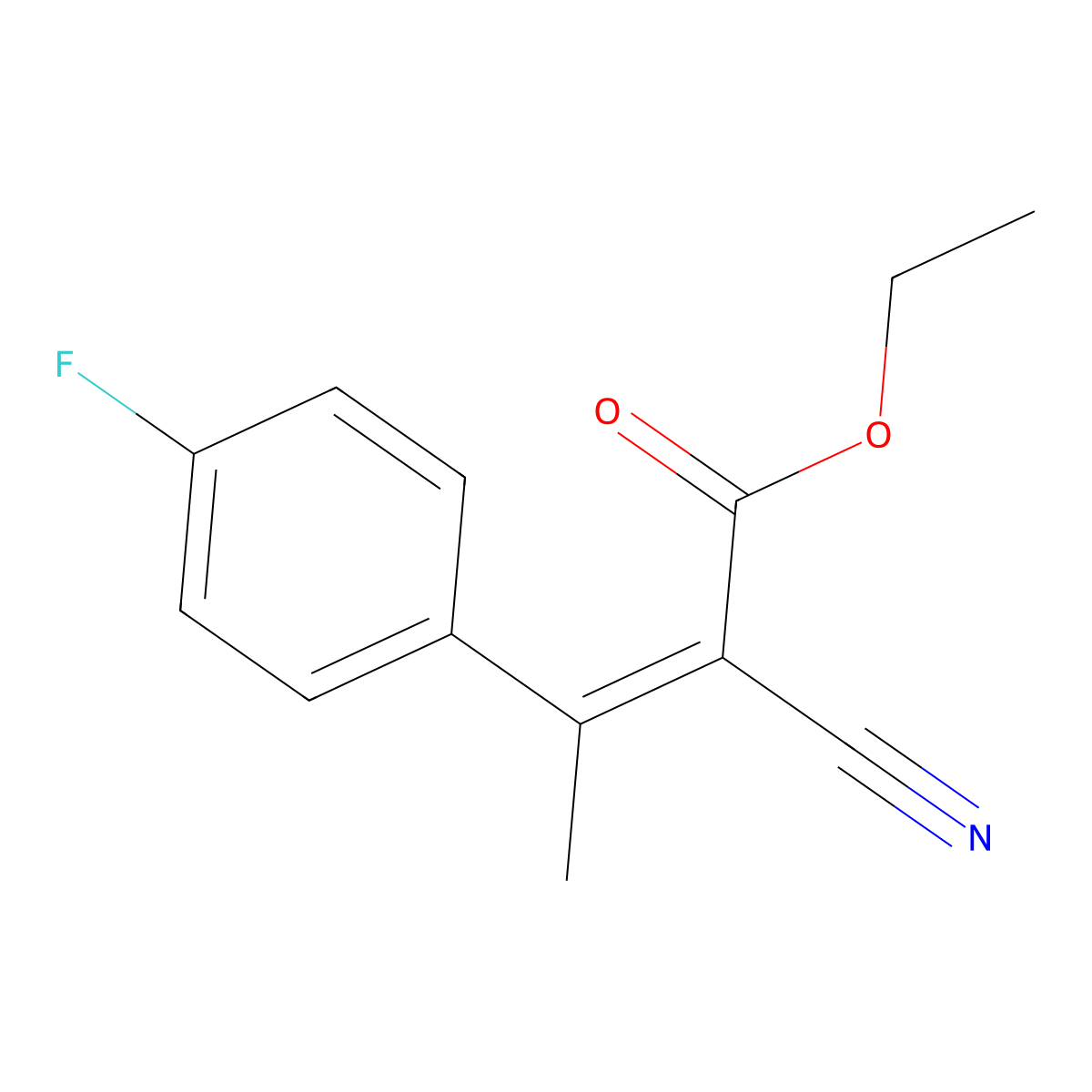 Ethyl 2-cyano-3-(4-fluorophenyl)but-2-enoate molecular structure, CAS 15297-64-0