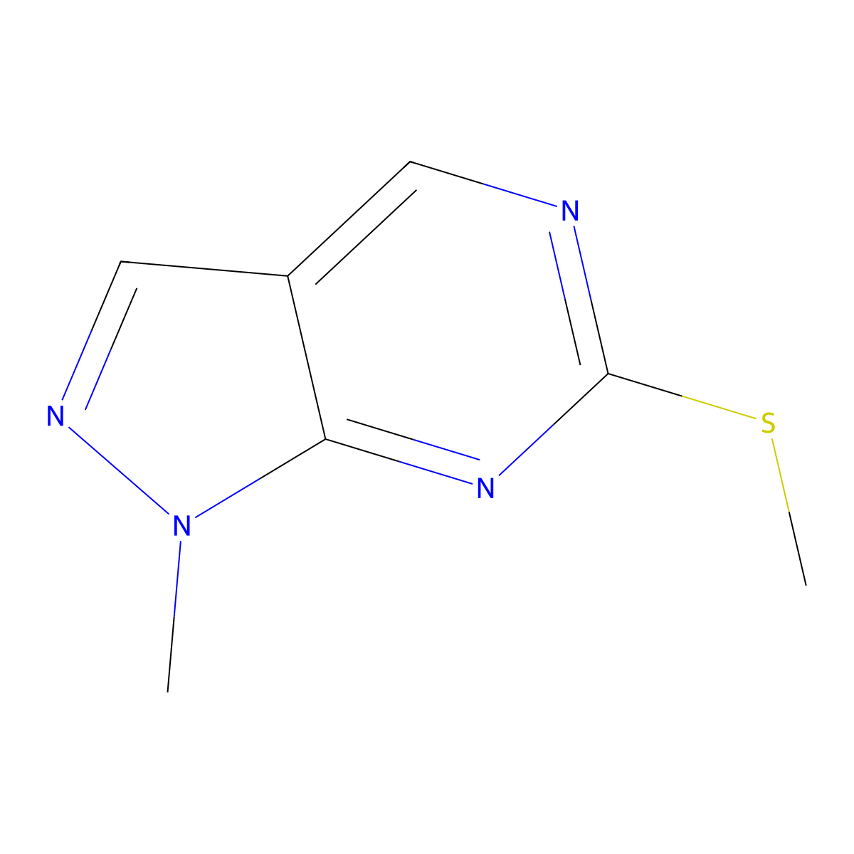1-Methyl-6-methylsulfanyl-pyrazolo[3,4-d]pyrimidine molecular structure, CAS 1529701-77-6